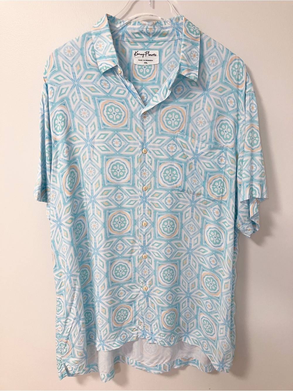 Kenny Flowers | Blue Ischia Button Up Shirt XXL Beach Boho Tropical Vacation